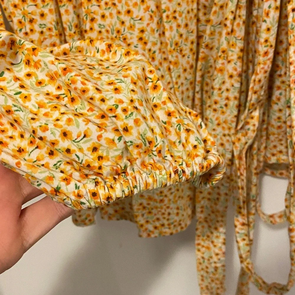 Old Navy Yellow Floral Wrap Blouse - Picture 5 of 6